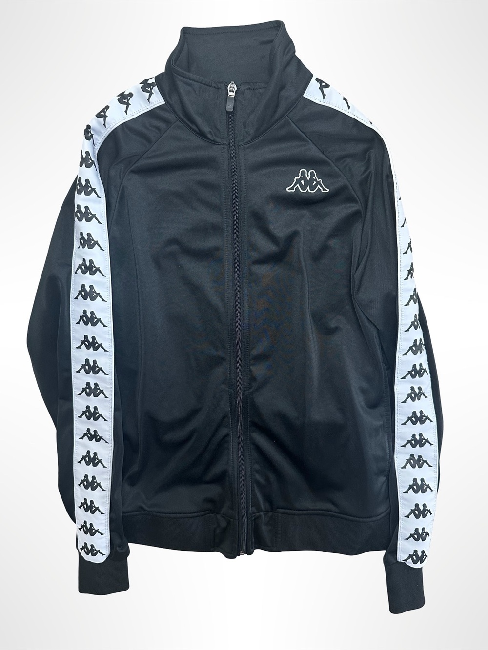 Kappa Black Track Jacket with White Logo Tape Detail